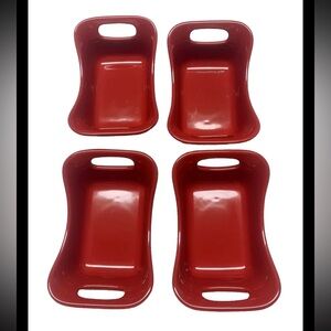 NWOT Set of 4 Rachael Ray RED Rectangular 12 Oz Handled casserole dish Set